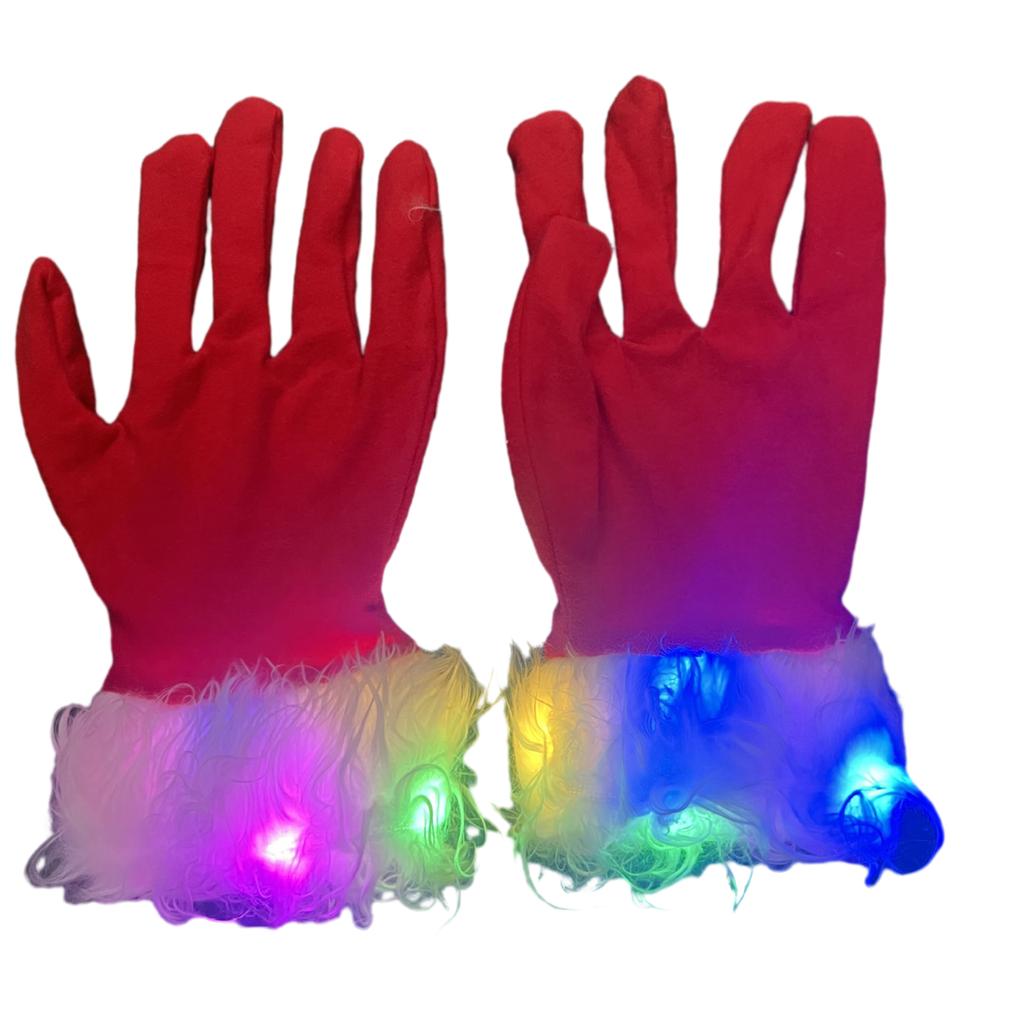 Christmas Santa Clause Gloves Glow In the Dark Santa Costume Gloves Party Props Festival Luminous Gloves Hand Warmers
