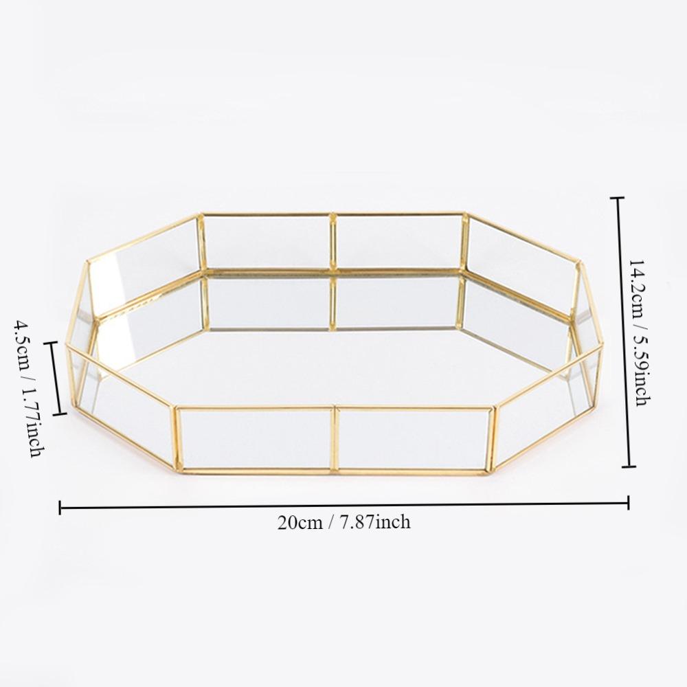 Glass Decorative Tray Gold Vanity Tray Durable Gold Mirror Tray Bathroom Counter Desktop