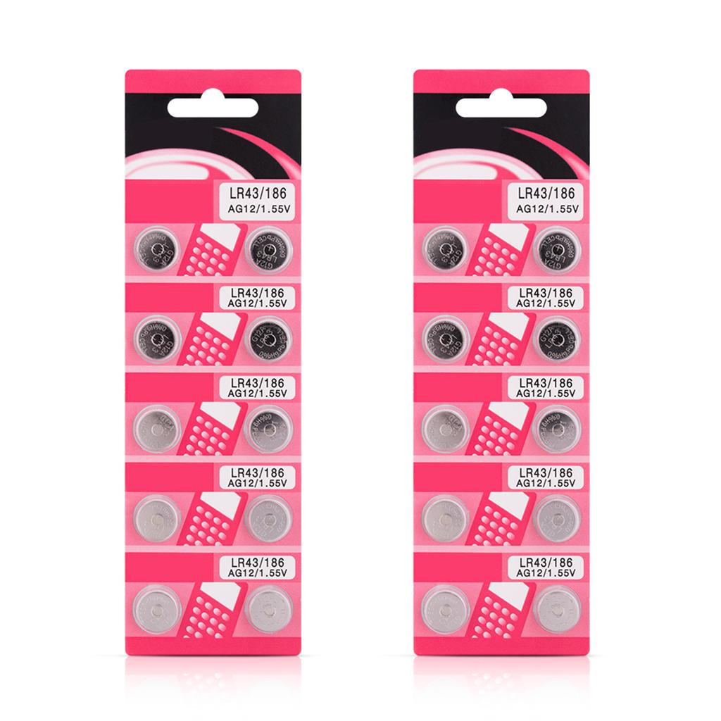 Упаковка из 10/20 щелочных батареек AG12 LR43 таблеточного типа Батарейки таблеточного типа для часов Калькуляторов Игрушечных устройств