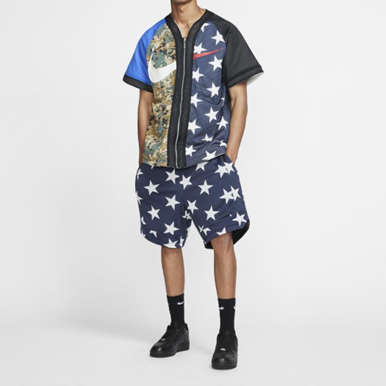 Nike Бейсбольная куртка с короткими рукавами Lab Nrg Fog на молнии для сезона «Снова в школу», мужские топы, камуфляжные, синие, черные AV8269-010