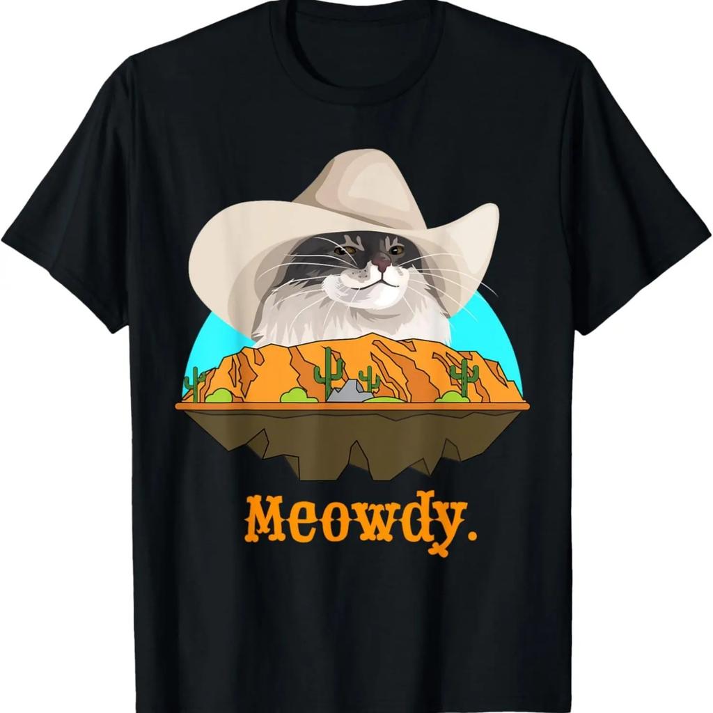 Meowdy Texas Cat Cowboy Meme Funny Internet Illustration T-Shirt