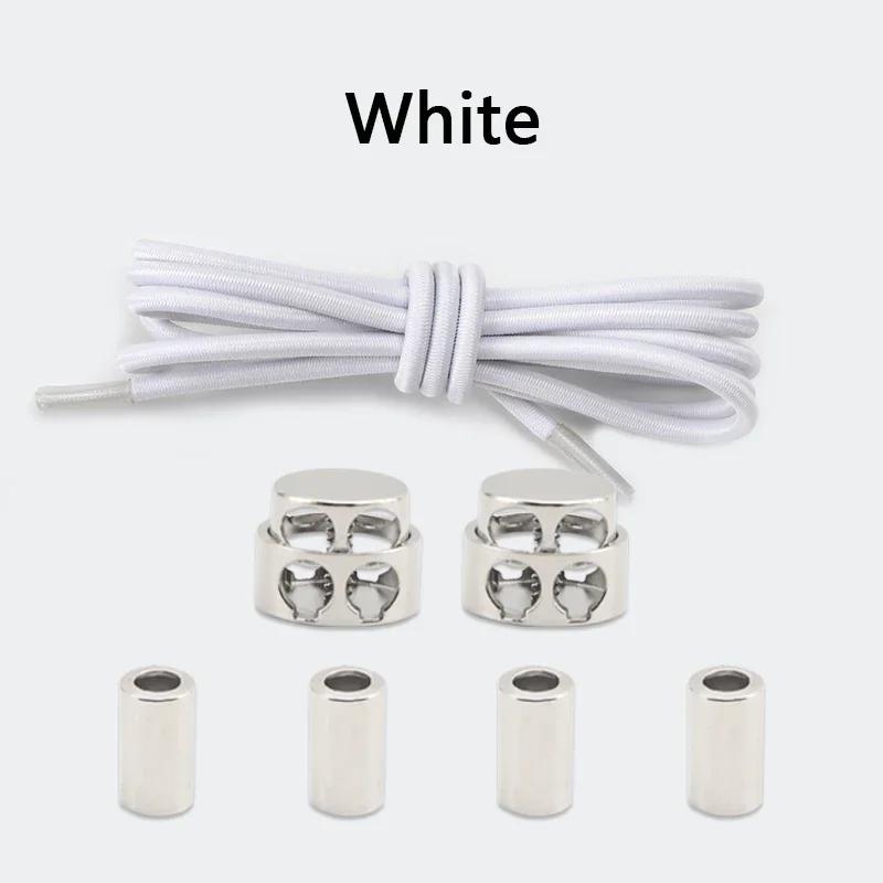 1 Pair Round Elastic Shoe Laces No Tie Shoelaces Tieless Metal Spring Buckle Shoelace for Kids Adults Elderly One Size Fit All