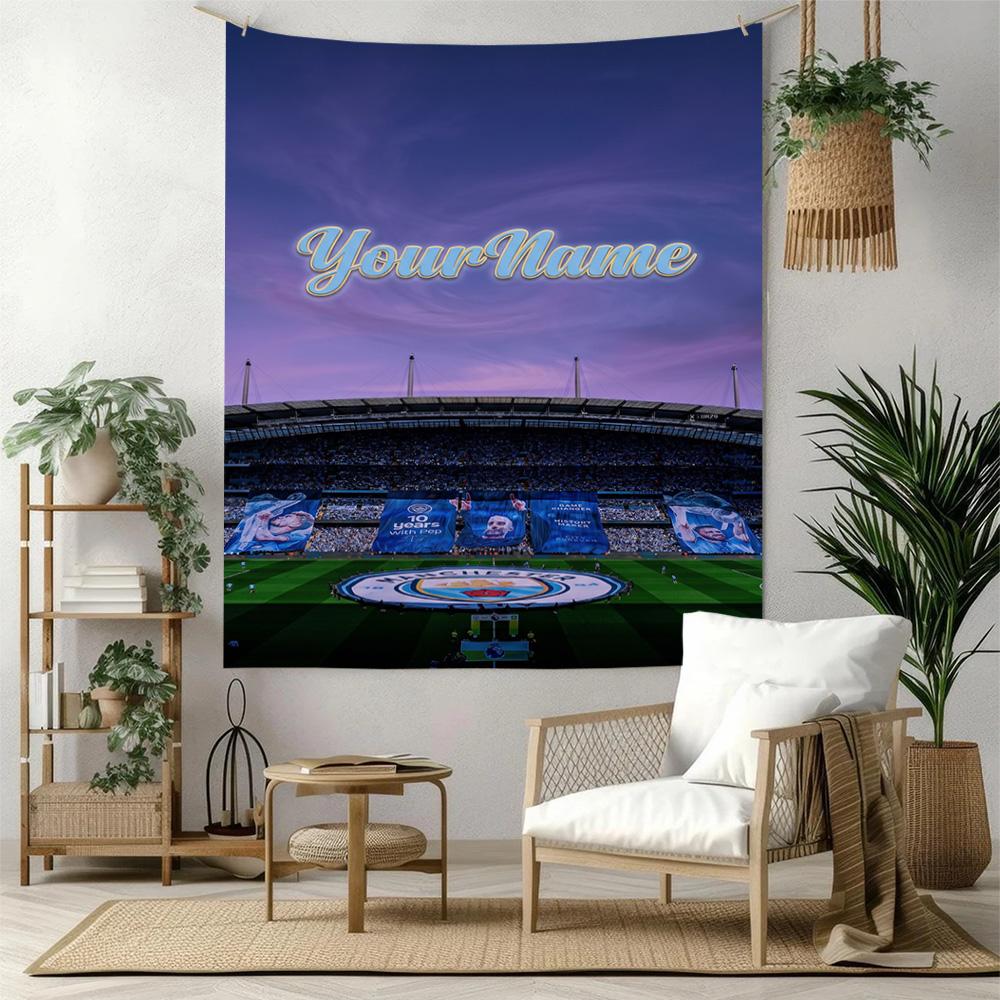 Manchester City Custom Your Name Wall Decor Tapestry Art For Pet Memorial Birthdaywedding Party Backdrop Family Gift