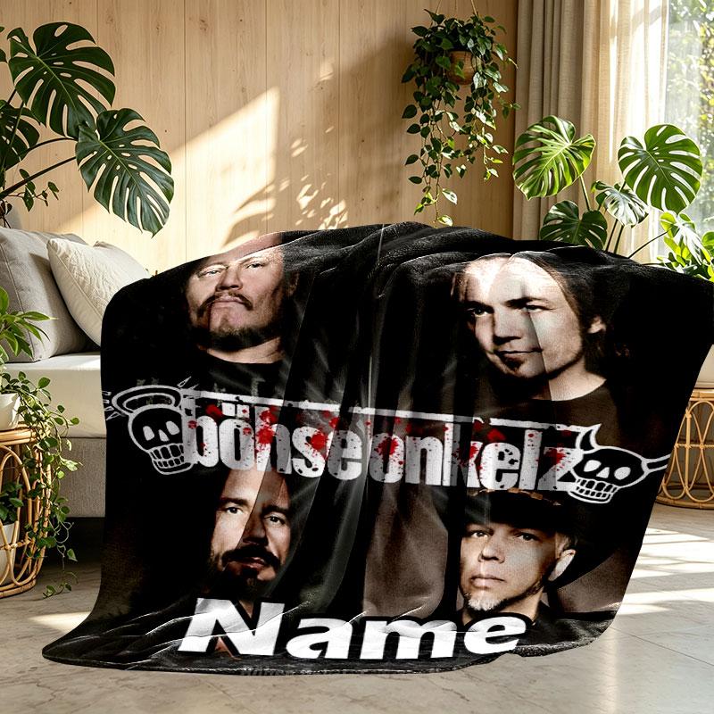 Custom Name Personalized Bohse Onkelz Print Blanket, Home Decor, Bedroom, Sofa, Camping, Couch, Gifts for Birthday Christmas