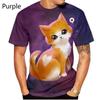 Новая мода последние мужские и женские 3D печатные футболки с короткими рукавами с изображением кота футболка с рисунком