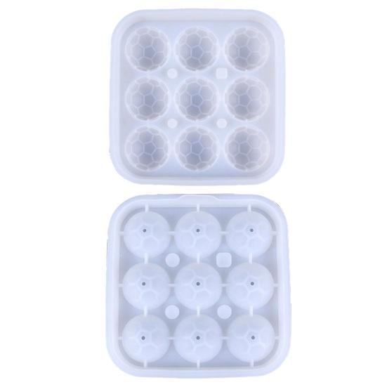 9-Compartment Covered Silicone Ice Cube Mold Dust-Proof Draining Design Ice Maker