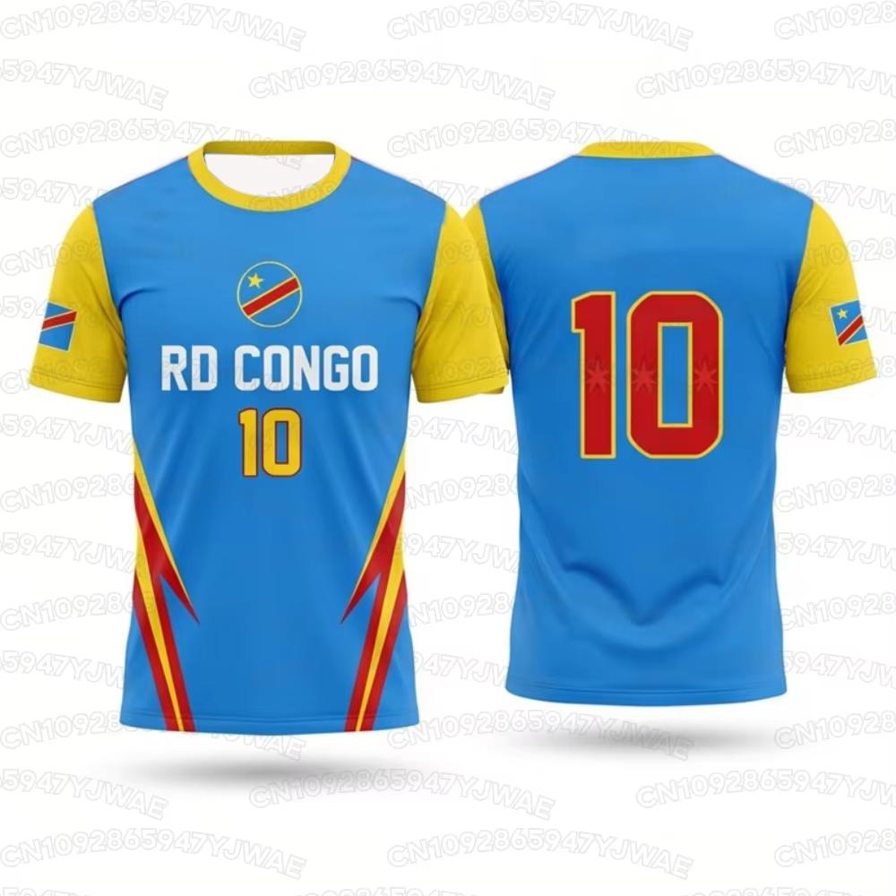 2026 Dr Congo National Flag Print Men's Women's Short Sleeve T-shirt 3D Print Tees Outdoor Soccer Jersey Sports Casual Tops