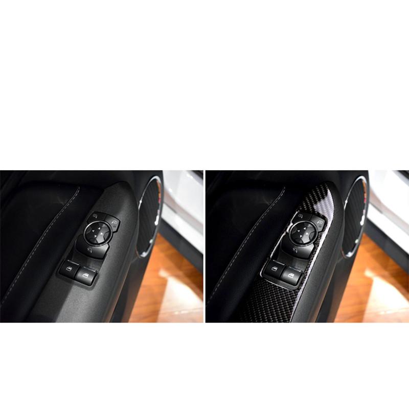 Углеродное волокно, панель управления окном автомобиля, декоративная рамка, крышка для Ford Mustang 2015 2016 2017 2018, Стайлинг автомобиля