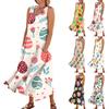Women's Summer Casual Fashion Easter Printed Sleeveless Round Neck Pocket Dress