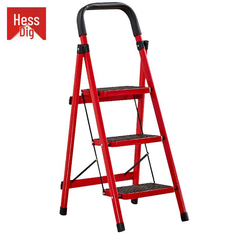 Hesdige Heavy-Duty Red Foldable Ladder
