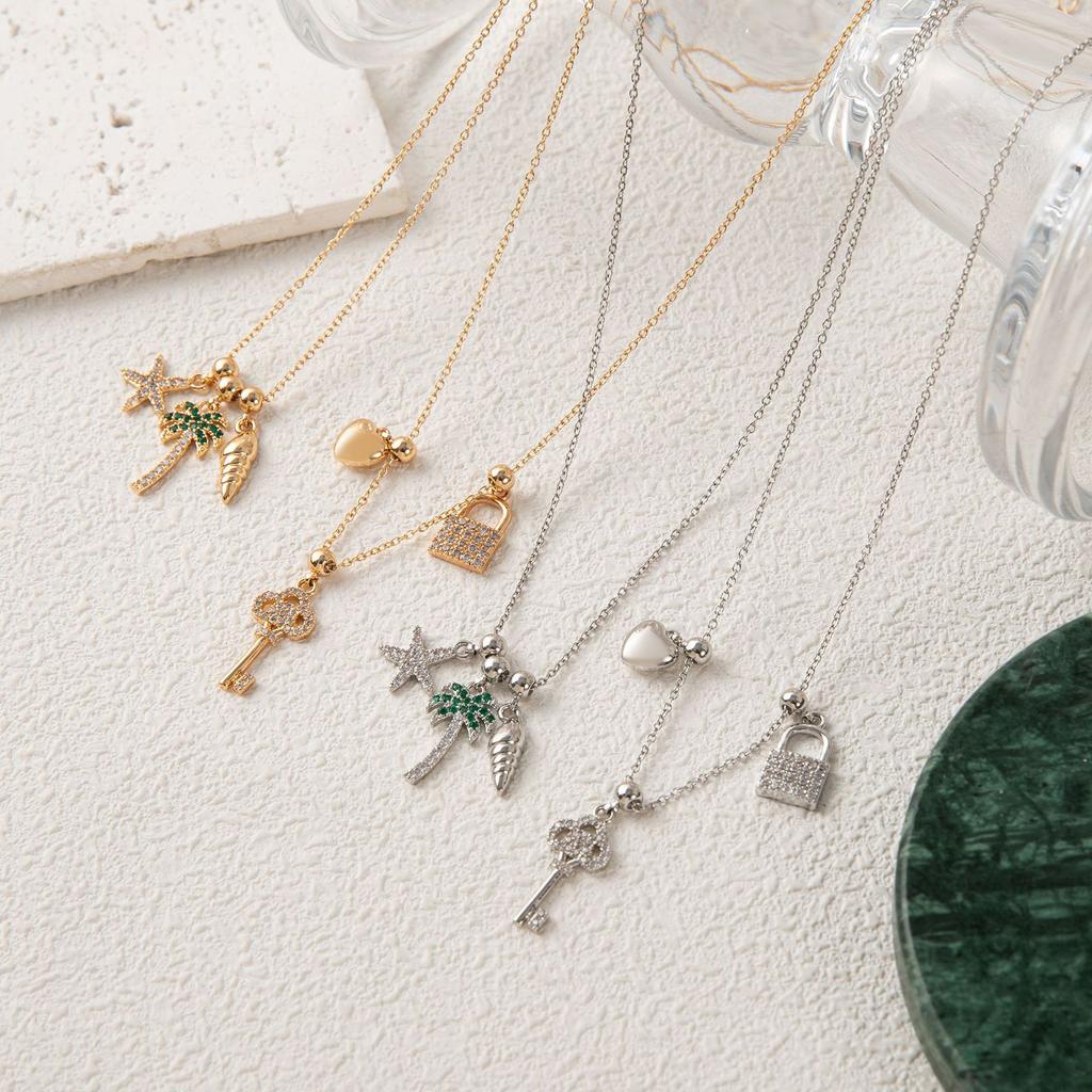 Pendant Simple Key Butterfly Love Starfish Zircon Pendant Cute Fashion Necklace Female