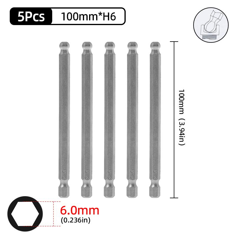 Набор шестигранных отверток с шаровым наконечником, шестигранный ключ, отвертка, сверло с хвостовиком 1/4 дюйма, магнитная сталь S2 65/100 мм, ручные ремонтные инструменты