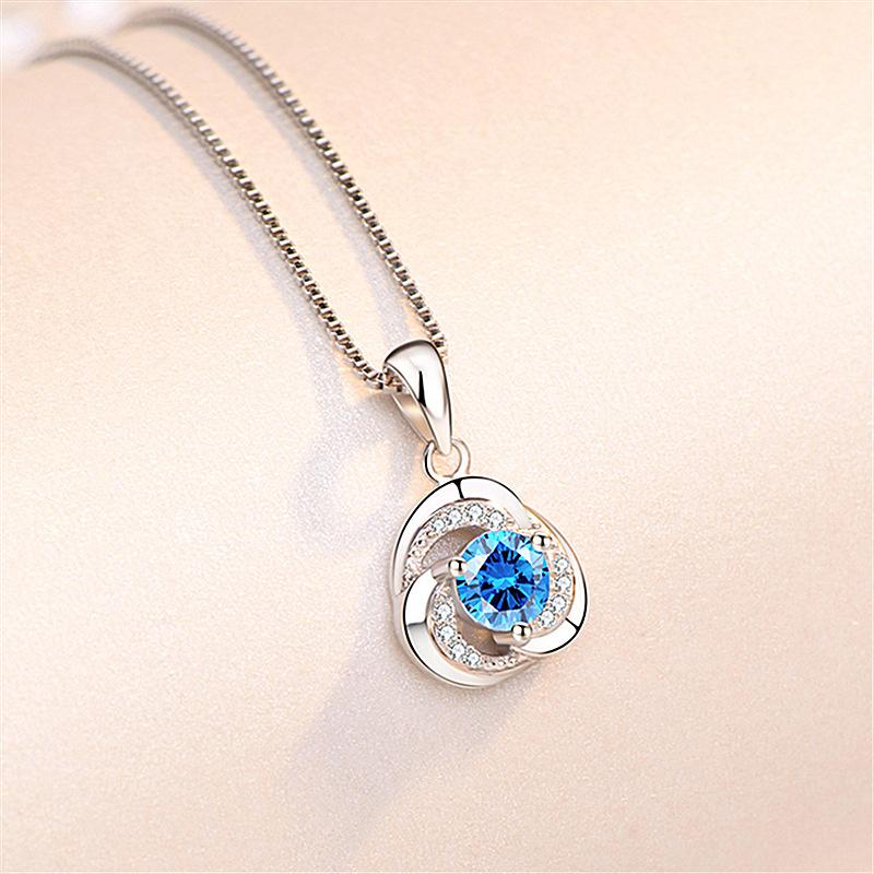 Модное женское ожерелье из серебра 925 пробы на ключицу, женский подарок на день рождения, классический кулон с цветком клевера, женское ожерелье высшего класса, ювелирные изделия