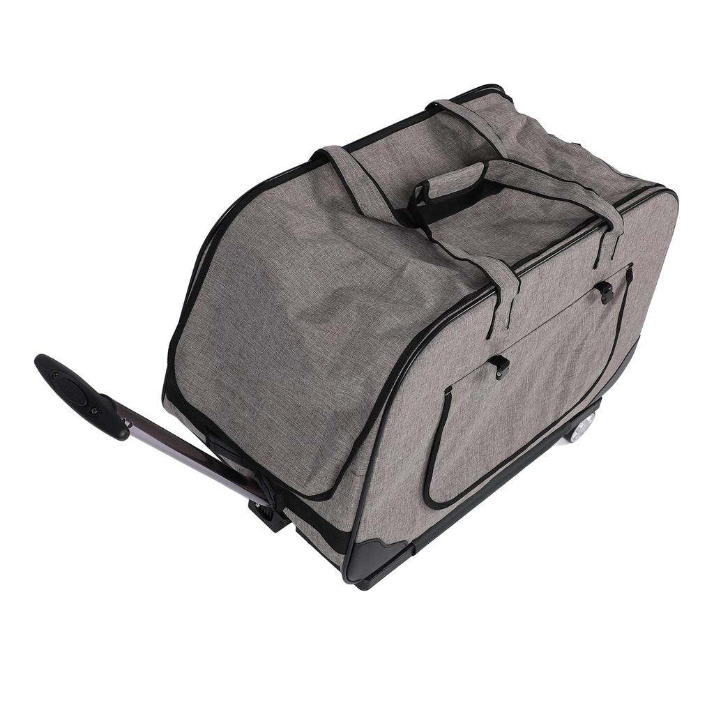 Переноска для питомцев на колесиках, дышащая сетка, складная сумка для путешествий для кошек и собак, со съемными колесами, для животных весом до 17,5 кг, серая