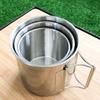 Набор из 3 шт. 7 см/8 см/9 см Кружка для кемпинга из нержавеющей стали, для походов на открытом воздухе, для путешествий, для чая, кофе, пива, с откидной ручкой, бутылка для воды, посуда для напитков