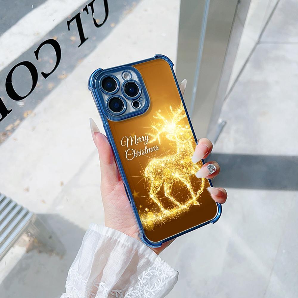 Чехлы для телефонов Ae121 Merry Christmas Santa design art из гальванизированного ТПУ для Samsung A54 A12 A14 S23 S24 Ultra A55 A15 S21 FE с четырьмя углами защиты