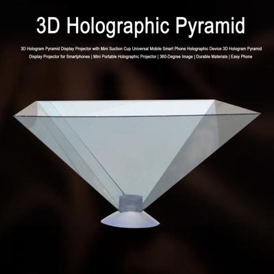 3D Голографический Пирамидальный Дисплей Проектор с Мини Присоской Портативное Универсальное Мобильное Устройство для 3D Голографической Проекции Смартфона