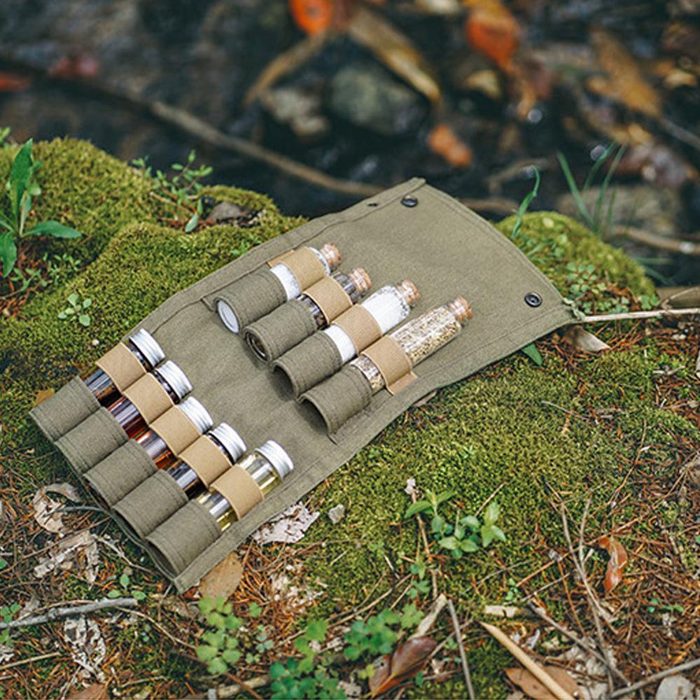 Сумка для хранения бутылок для приправ на открытом воздухе, дорожный держатель для специй с бутылкой для специй для кемпинга, пешего туризма
