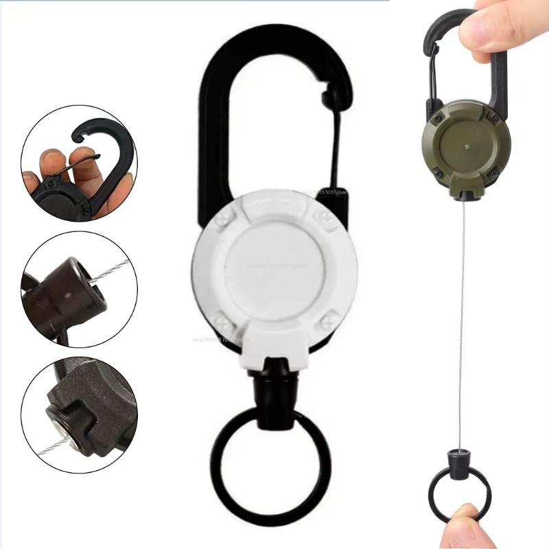 1/2/4pcs Extendable Retractable Holders Keychain Badge Reels Heavy Duty Clip with Carabiner Key Chain for Men Outdoor Bags