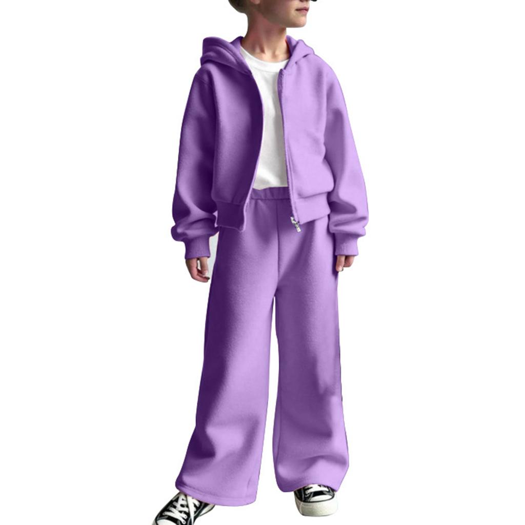 Комплект из трех предметов для девочек: толстовка с капюшоном + брюки + футболка. Спортивный флис, повседневный детский наряд.