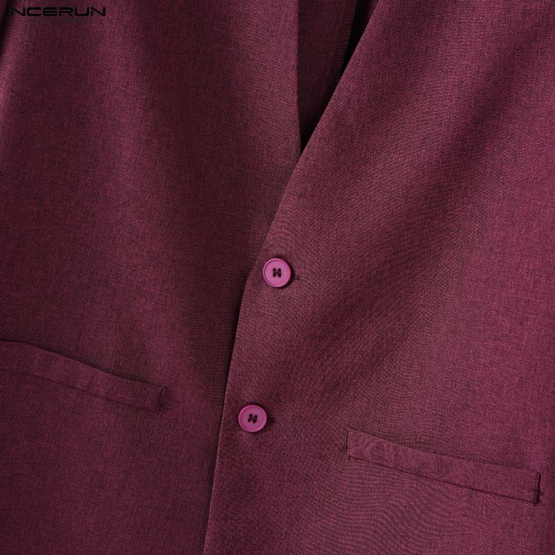 INCERUN Мужские костюмы из двух частей: тонкий блейзер с длинным рукавом, длинные прямые брюки, свободные комплекты
