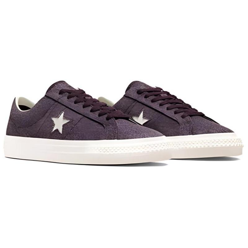 Converse One Star Pro Выстиранный холст Нескользящие и износостойкие Низкие кеды Унисекс Фиолетовый и белый