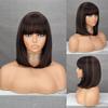 LISI HAIR Women Short Straight Black Bob Synthetic Fiber Wigs with Bangs Short Straight Wigs for Women Cosplay Lolita