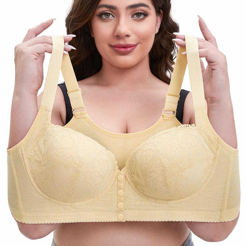 Sexy Bra for Women In Plus Size with Steel Rims Adjustable Shoulder Straps Lace Front Buckle Bra