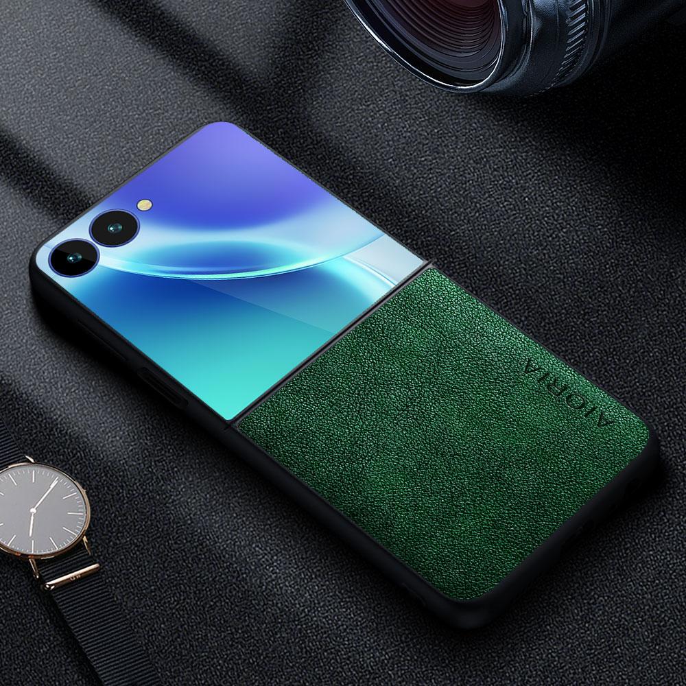 Премиальный роскошный кожаный чехол для телефона Samsung Galaxy Z Flip 8 Funda Ретро Бизнес-стиль Однотонная крышка