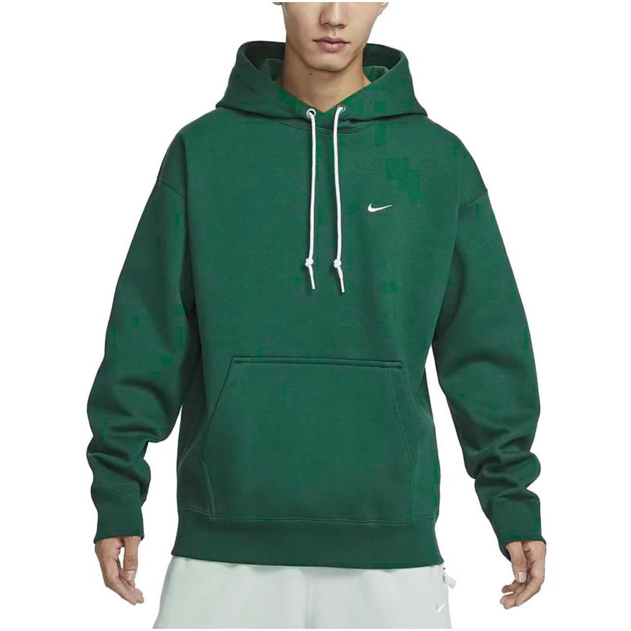 Nike Мужская флисовая толстовка с капюшоном Solo Swoosh, темно-зеленая DX1356-323