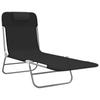 Folding Sun Lounger Set of 2 Black Textilene and Steel