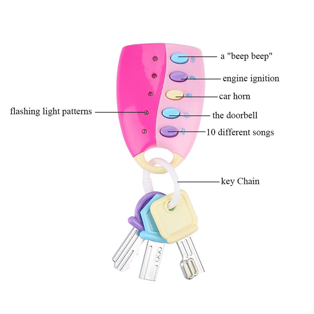 Детская игрушка Умный ключ Пульт управления автомобилем Музыкальная для детей Образовательные игрушки(розовый)