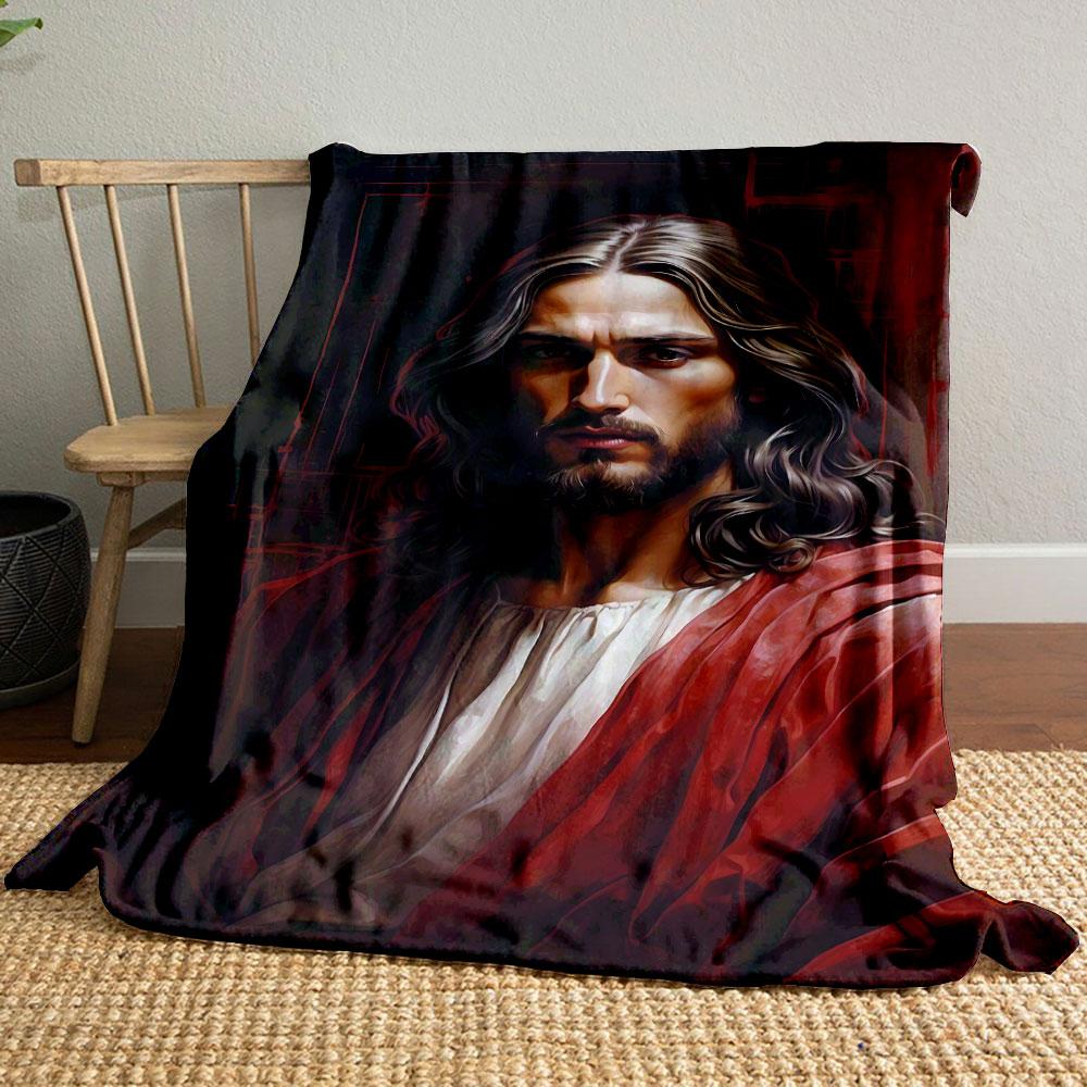 Jesus Portrait Art Blanket bedroom Blanket for Livingroom Couch lunch break Soft throw for Friend's festival Gift