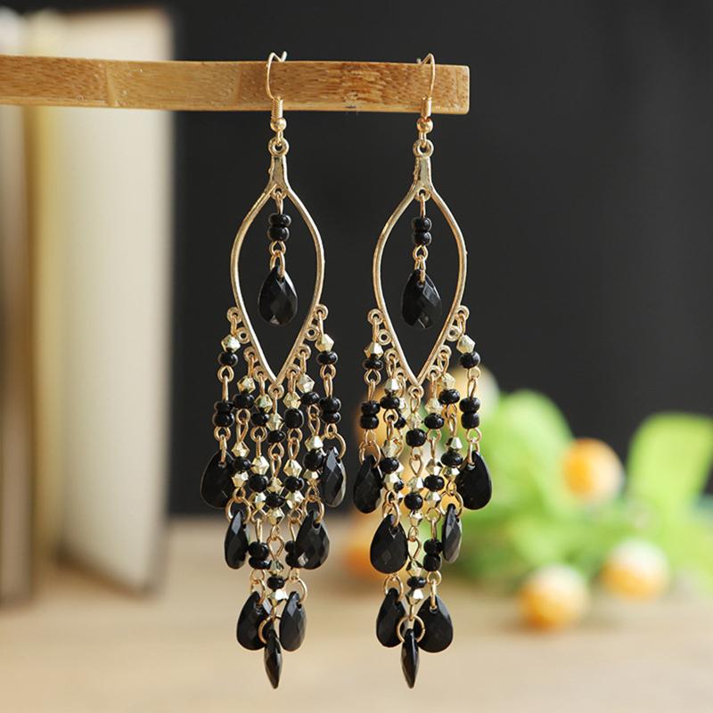 GemChic женские новые винтажные кисточки капли воды бахрома длинные серьги этническая мода крючки серьги на день рождения рождественский подарок ювелирные изделия