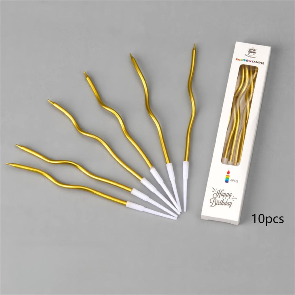 10 шт. Свечи на день рождения, спиральные свечи для торта, длинные тонкие свечи для свадебной вечеринки и украшения торта