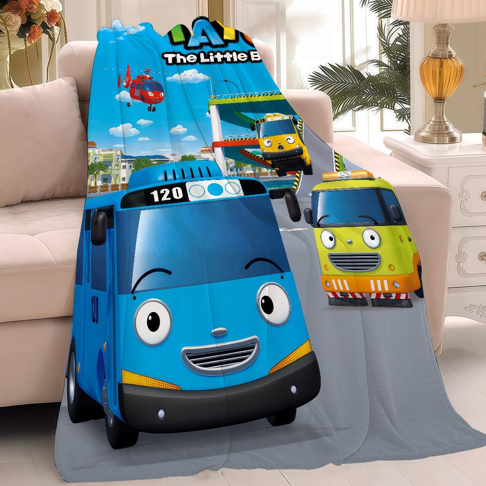 Детское шерстяное одеяло Tayo The L-little Bus — теплое и мягкое, подходит для спальни, гостиной, дивана, кровати, офиса, путешествий, кемпинга.