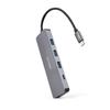 NANOCABLE 10.16.4409 - Hub Convertisseur USB-C Vers 3 Ports USB-A 3.0 Femelle + 1 Port USB-C Femelle, Aluminium, 10 Cm, Gris