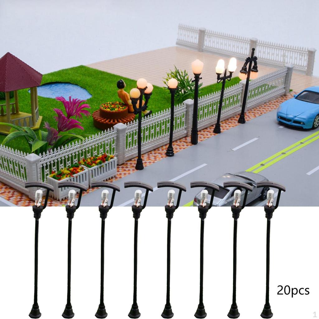 20 Pieces 1:100 Mini Street Post Lights,Fairy Garden Accessories,Model Train Lamp Lights