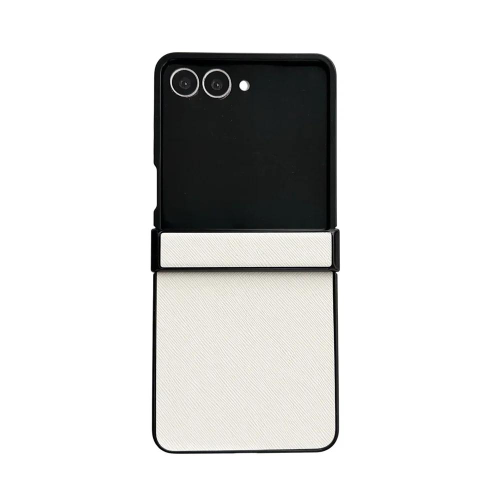Роскошный чехол из ПУ кожи для Samsung Galaxy Z Flip 7 fe 6 5 4 3 5G Защитная крышка для шарнира Прочный тонкий