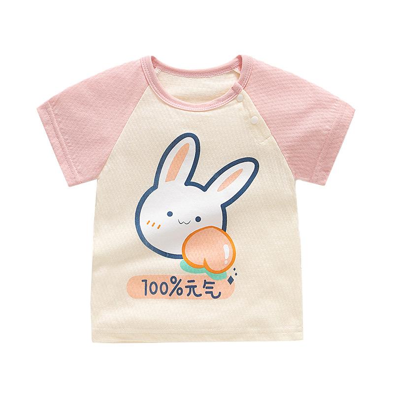 Детский топ из чистого хлопка с короткими рукавами, летняя тонкая детская одежда для маленьких девочек, футболка для детей 0 лет, 1 мальчика, 3 детей, дети с половиной рукавов