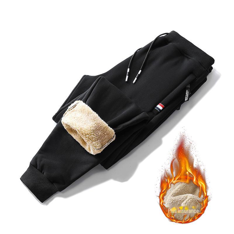 Мужские брюки из плюша на молнии осень/зима — плотные, свободные, прямые, большого размера, доступны в трех цветах