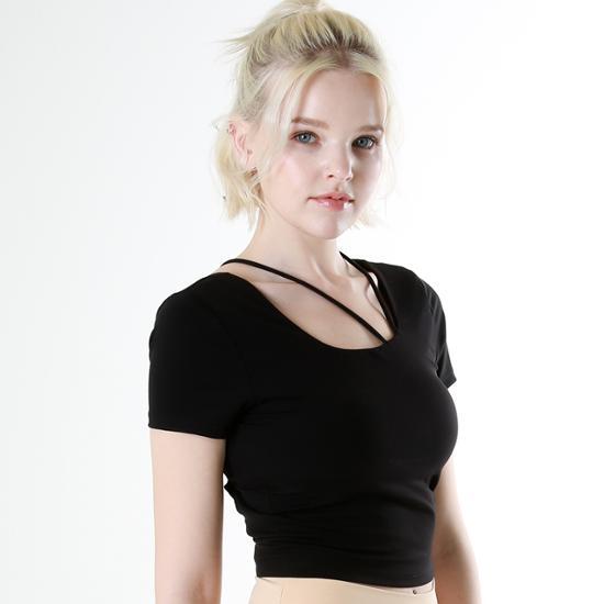 Lycra Strap Bra Top Short Sleeve Tee