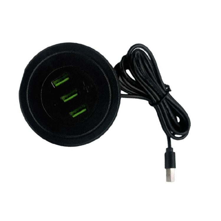 Space Saving Double USB Power Socket 2 USB 1 Type C 170CM Cable Recessed Charger For Electronic Devices Tablets Readers