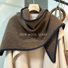British Ingenuity Handmade Hemming! 100% Wool Triangle Scarf, Women's Winter Versatile Solid Color Shawl Scarf Dual-purpose