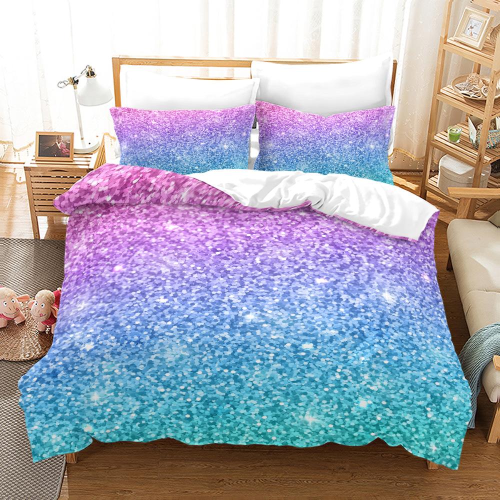 Набор пододеяльников с градиентом из микрофибры в радужную полоску с блестками, пододеяльник Double Queen King Size, 2/3 шт.
