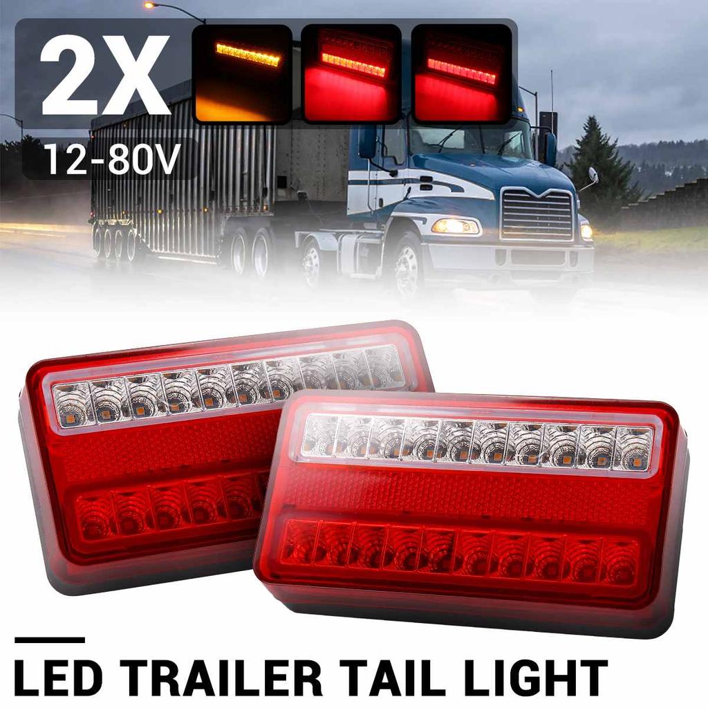 2X 12-80 В 20 светодиодов задний указатель поворота стоп-сигнал желтый и красный для прицепа грузовика