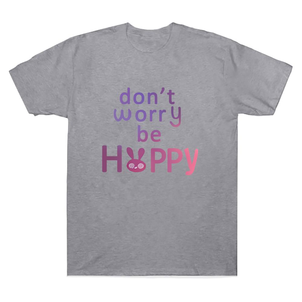 Не волнуйся, будь счастлив! Футболки с принтом букв Джуди Хлопковые футболки Милый забавный милый кролик Футболка Унисекс Для пар Креативный подарок