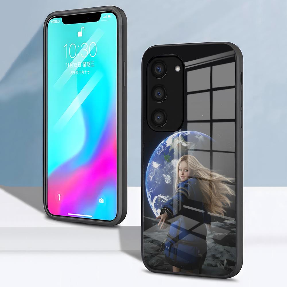 Чехол Diana Pragmata для Samsung S26 S25 S24 FE S23 S22 S21 Plus S20 Ultra Note20Ultra Черное Стеклянное Покрытие