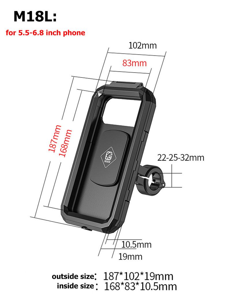 Motorcycle Phone Mount Holder Waterproof Cellphone Case Stand Support 5.5"-6.8