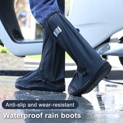 1 пара водонепроницаемых бахил из ПВХ ткани, противоскользящий дизайн, водонепроницаемые чехлы для обуви